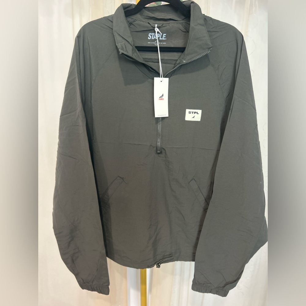 Staple Pigeon STPL Olive Half Zip Windbreaker Jacket Large NWT Streetwear